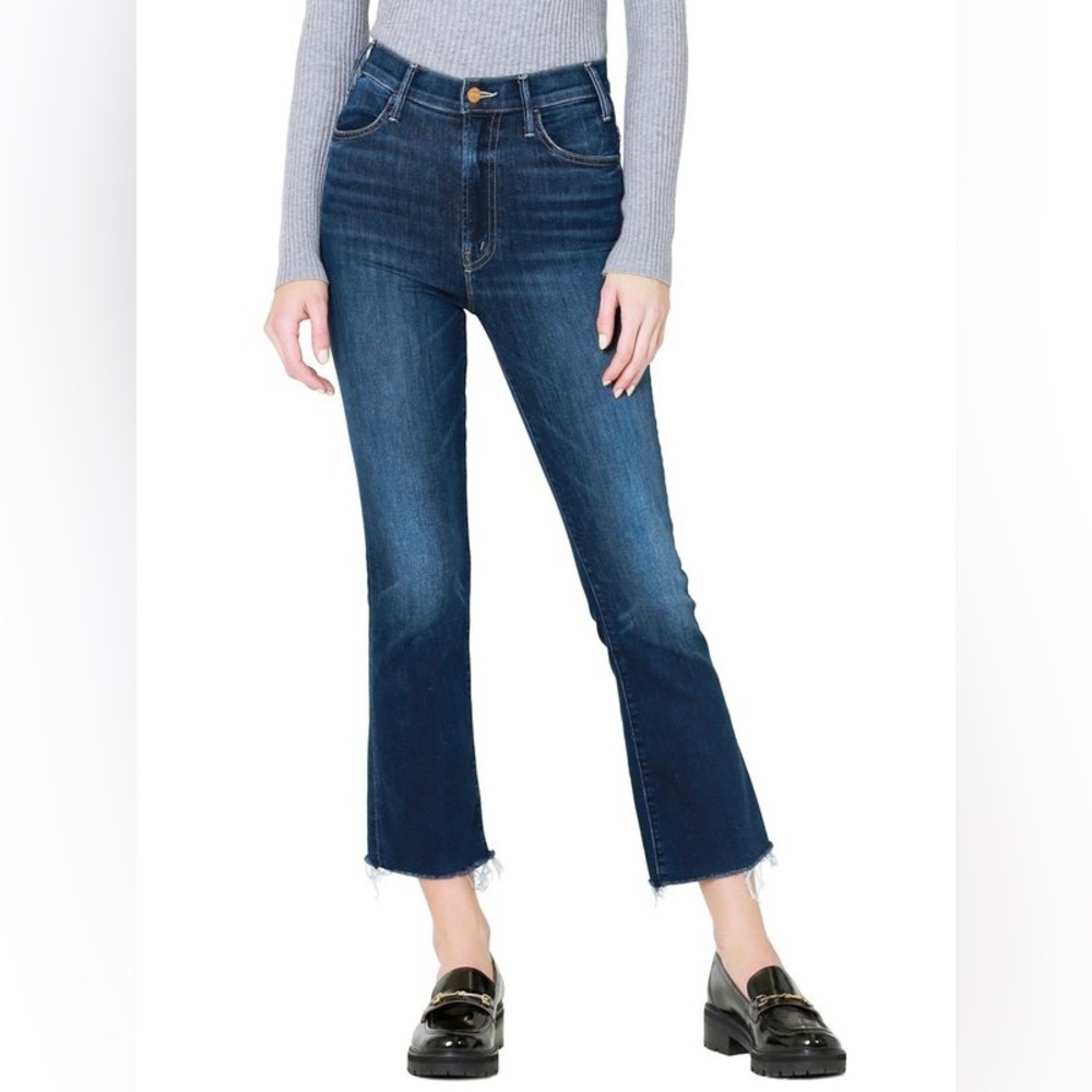 MOTHER The Hustler Ankle Fray Dark Blue Jeans size 29
